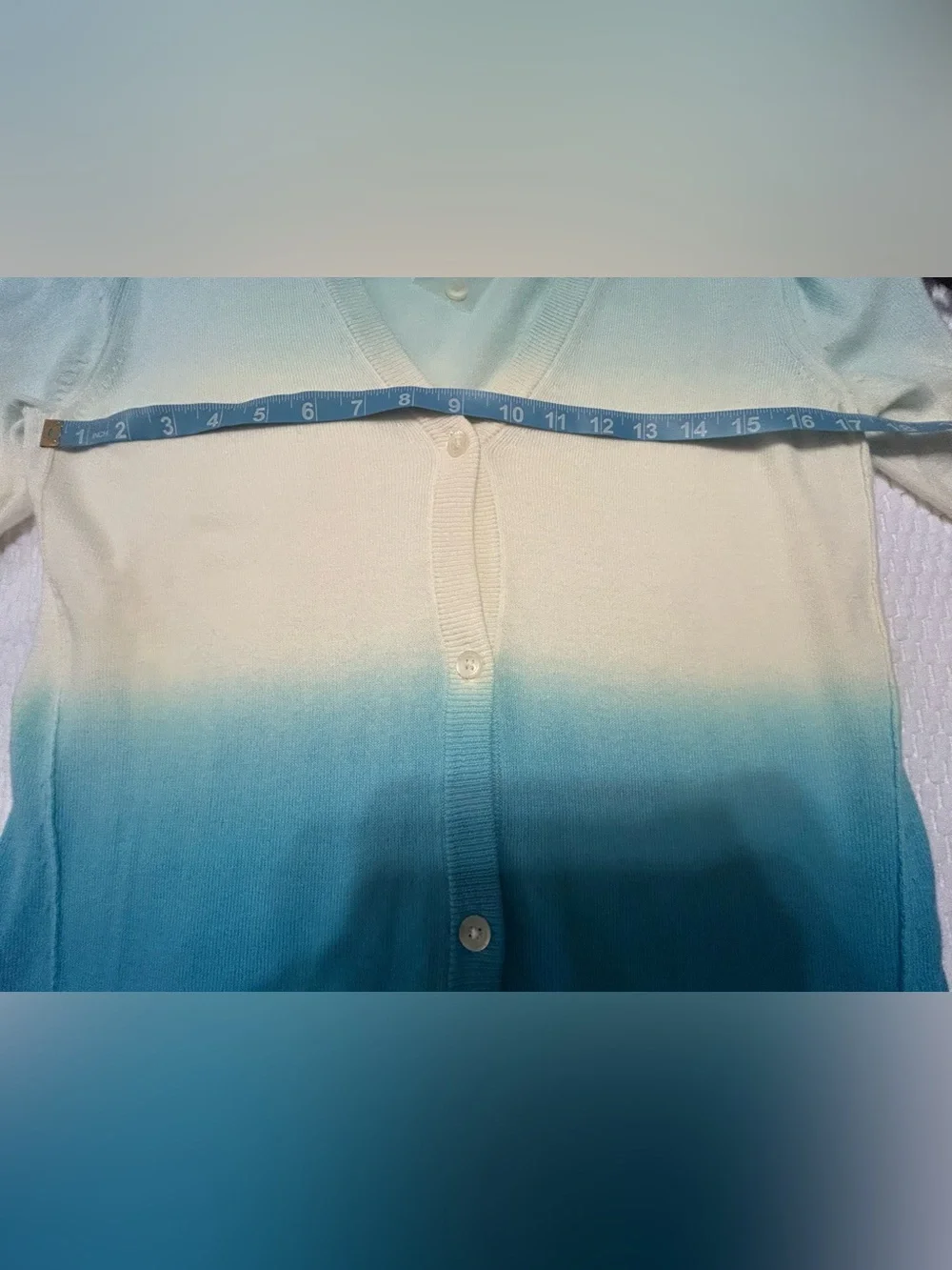 NWOT Eddie Bauer Blue Ombre Button Cardigan Sweater Tall M